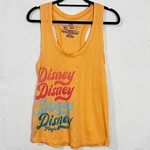 Disney Orange Tank Top with Pink and Blue Logo